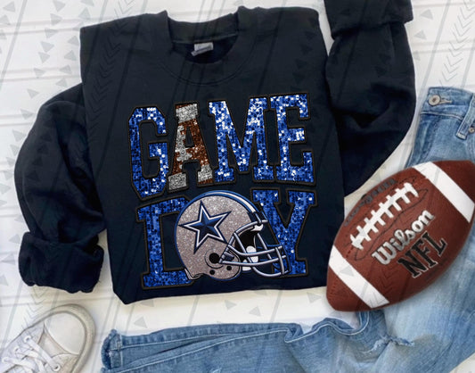 Faux Embroidery & Sequin Dallas Game Day youth