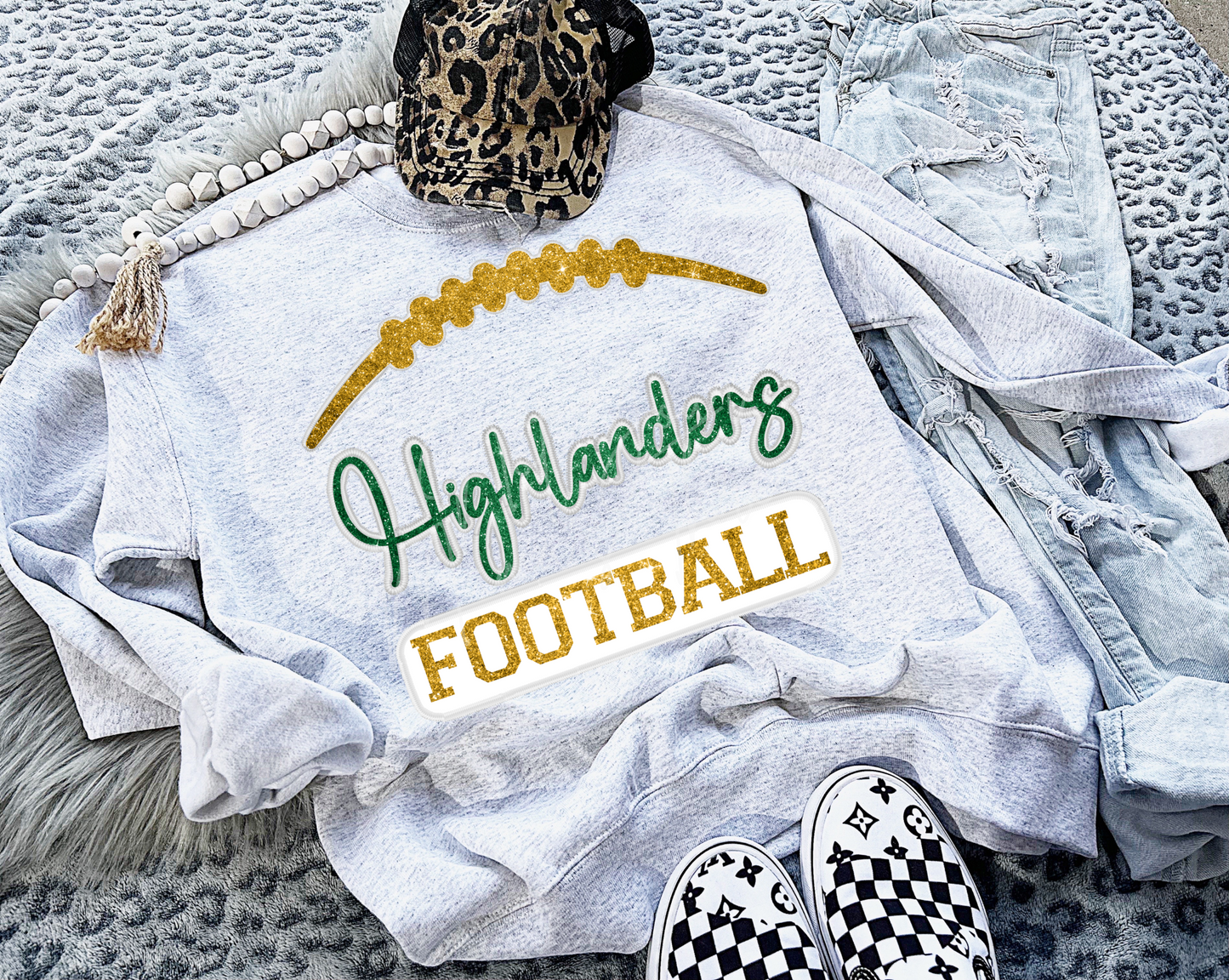 Highlanders Football Stiches Faux Embroidery