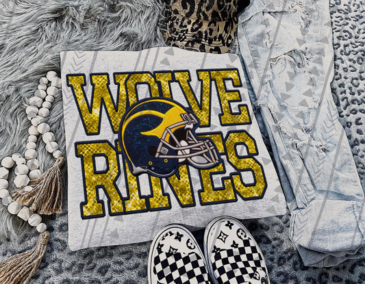 Faux Embroidery & Sequin Michigan Wolverines